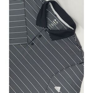 Adidas‎ Climalite Men's XL Polo Shirt Black and White Striped Short Sleeve EUC